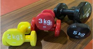 coloured dumbbells